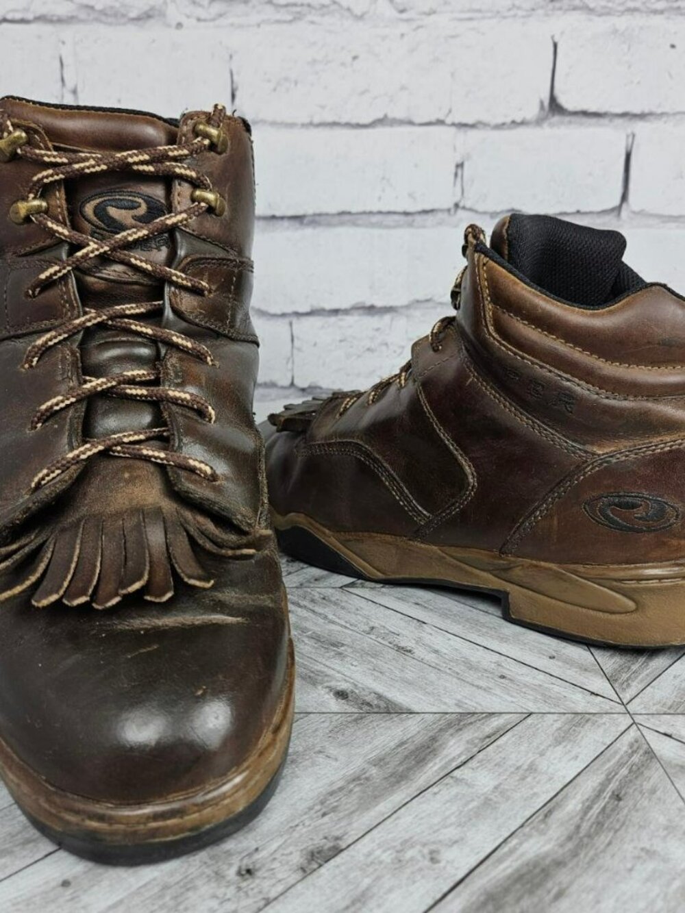 Roper Brown Leather Fringe Lace-Up Ankle Roper Boots Mens 12 Western Cowboy Work
